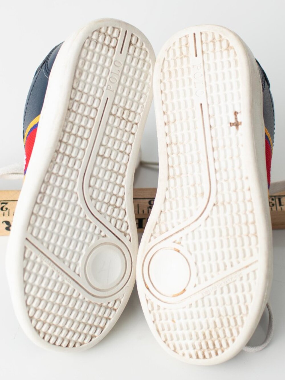 Polo Ralph Lauren Toddler Sneakers Size 10.5 Navy Red Yellow Kids Shoes - Picture 8 of 8